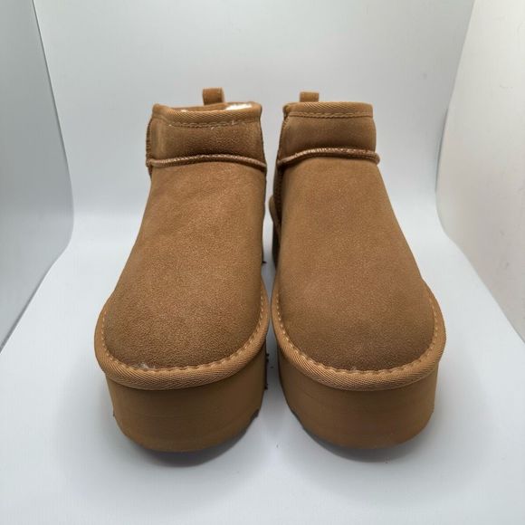 CUSHIONAIRE Women's Genuine Suede pull platform boot +Memory Foam 8.5 CHESTNUT - Picture 2 of 7